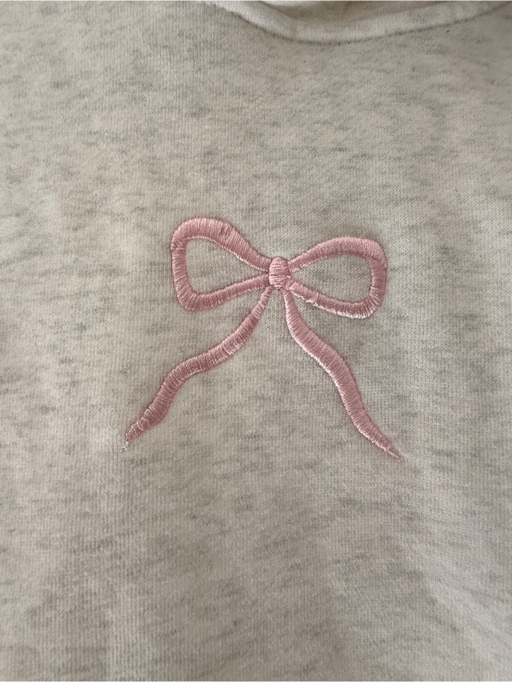 Cozy Ivory Hoodie with Pink Bow Embroidery and satin hood liner guc, sz M - Picture 4 of 9